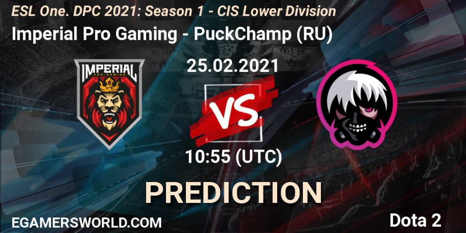 Prognose für das Spiel Imperial Pro Gaming VS PuckChamp (RU). 25.02.21. Dota 2 - ESL One. DPC 2021: Season 1 - CIS Lower Division