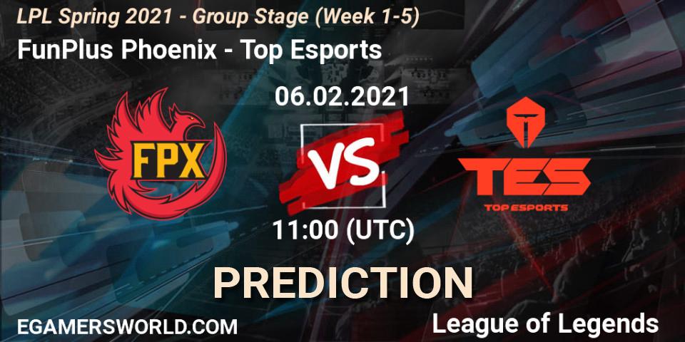 Prognose für das Spiel FunPlus Phoenix VS Top Esports. 06.02.2021 at 11:58. LoL - LPL Spring 2021 - Group Stage (Week 1-5)