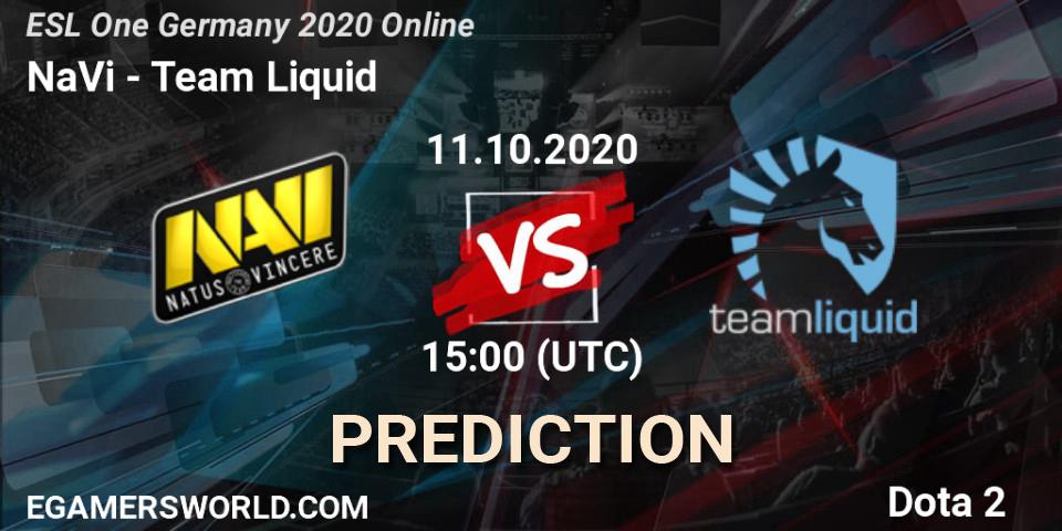 Prognose für das Spiel NaVi VS Team Liquid. 11.10.20. Dota 2 - ESL One Germany 2020 Online