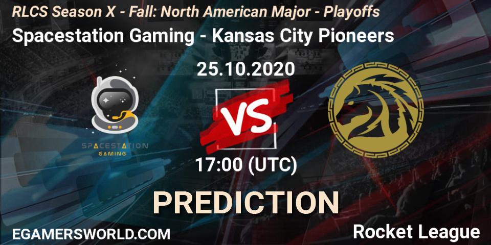 Prognose für das Spiel Spacestation Gaming VS Kansas City Pioneers. 25.10.2020 at 17:00. Rocket League - RLCS Season X - Fall: North American Major - Playoffs