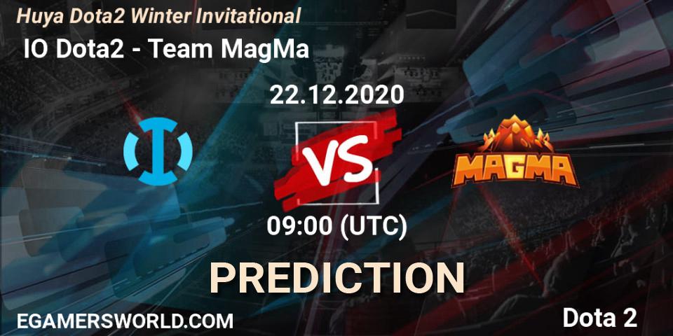 Prognose für das Spiel IO Dota2 VS Team MagMa. 22.12.2020 at 09:41. Dota 2 - Huya Dota2 Winter Invitational