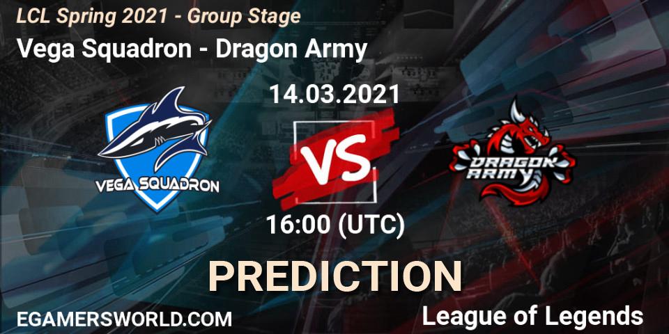 Prognose für das Spiel Vega Squadron VS Dragon Army. 14.03.2021 at 16:00. LoL - LCL Spring 2021 - Group Stage