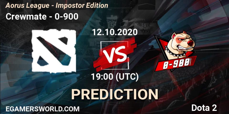 Prognose für das Spiel Crewmate VS 0-900. 12.10.2020 at 19:00. Dota 2 - Aorus League - Impostor Edition