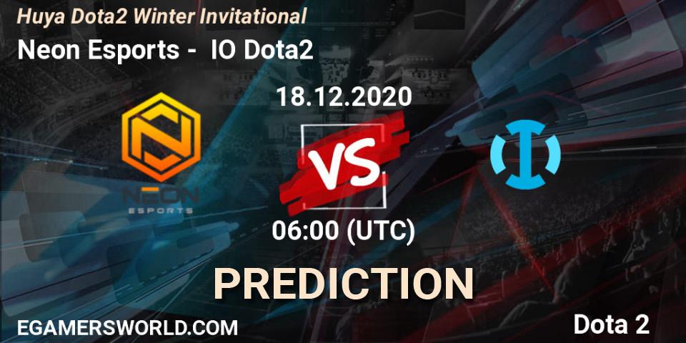 Prognose für das Spiel Neon Esports VS IO Dota2. 18.12.2020 at 09:44. Dota 2 - Huya Dota2 Winter Invitational