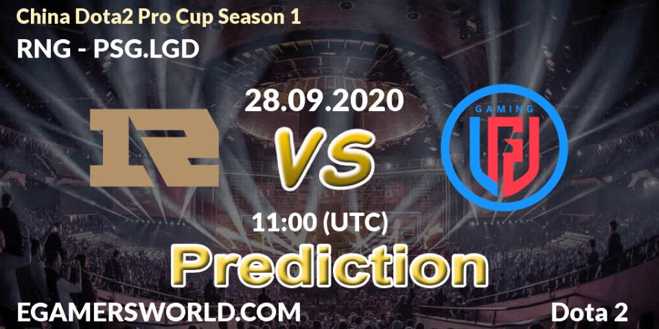 Prognose für das Spiel RNG VS PSG.LGD. 28.09.2020 at 10:58. Dota 2 - China Dota2 Pro Cup Season 1