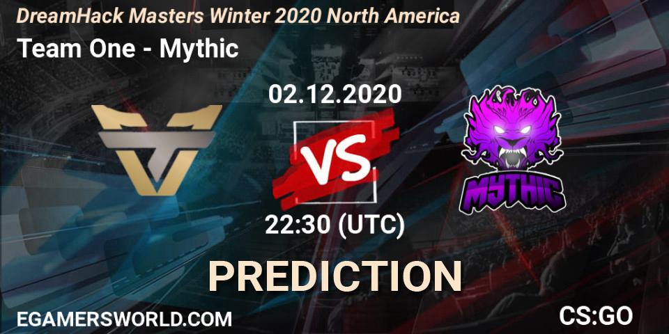 Prognose für das Spiel Team One VS Mythic. 02.12.20. CS2 (CS:GO) - DreamHack Masters Winter 2020 North America