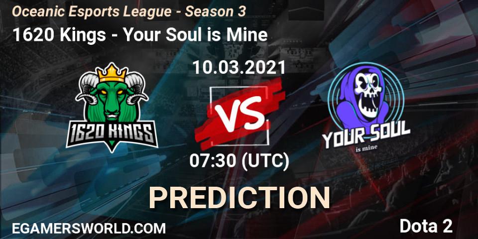 Prognose für das Spiel 1620 Kings VS Your Soul is Mine. 10.03.2021 at 07:30. Dota 2 - Oceanic Esports League - Season 3