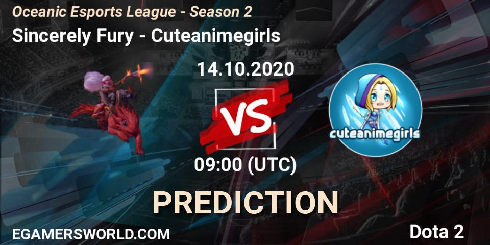 Prognose für das Spiel Sincerely Fury VS Cuteanimegirls. 14.10.2020 at 09:05. Dota 2 - Oceanic Esports League - Season 2