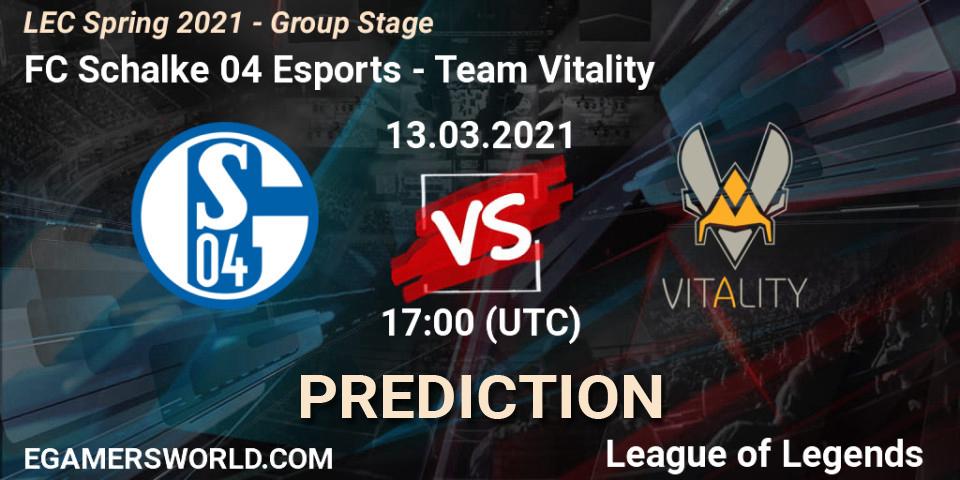 Prognose für das Spiel FC Schalke 04 Esports VS Team Vitality. 13.03.21. LoL - LEC Spring 2021 - Group Stage