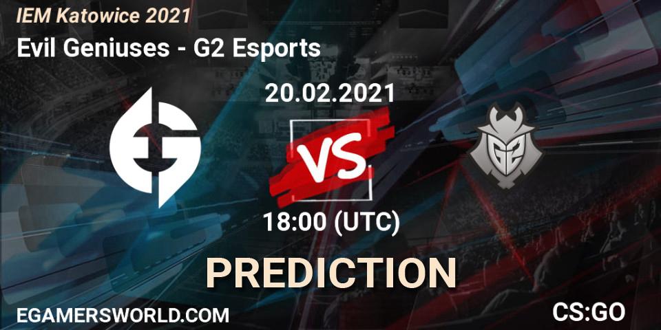 Prognose für das Spiel Evil Geniuses VS G2 Esports. 20.02.21. CS2 (CS:GO) - IEM Katowice 2021