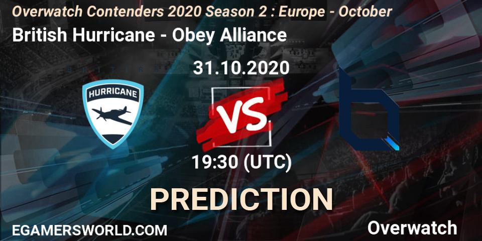 Prognose für das Spiel British Hurricane VS Obey Alliance. 31.10.20. Overwatch - Overwatch Contenders 2020 Season 2: Europe - October