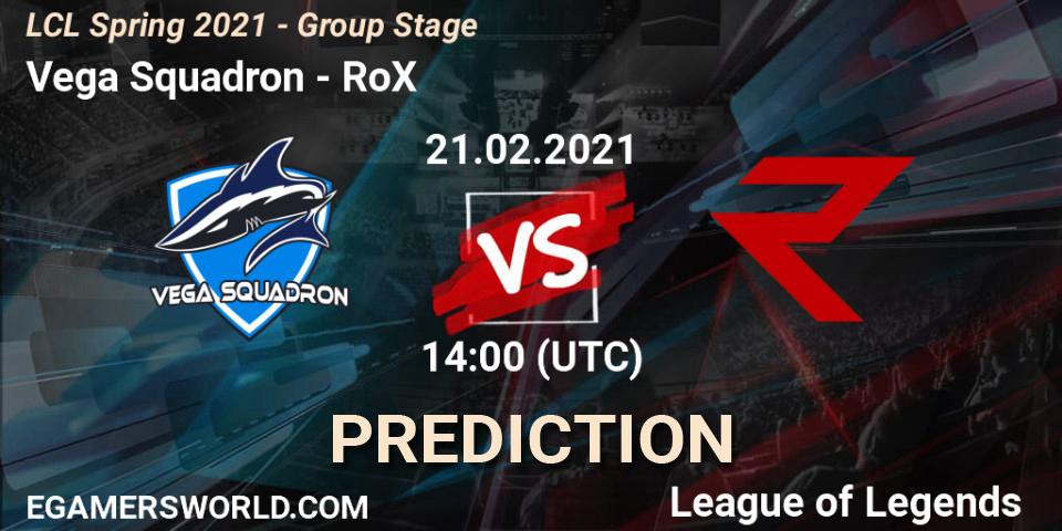Prognose für das Spiel Vega Squadron VS RoX. 21.02.21. LoL - LCL Spring 2021 - Group Stage