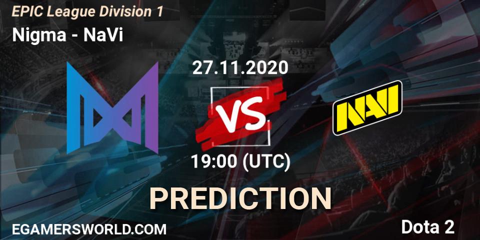 Prognose für das Spiel Nigma VS NaVi. 27.11.2020 at 19:13. Dota 2 - EPIC League Division 1
