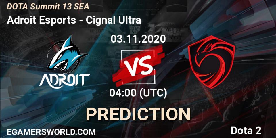 Prognose für das Spiel Adroit Esports VS Cignal Ultra. 03.11.20. Dota 2 - DOTA Summit 13: SEA