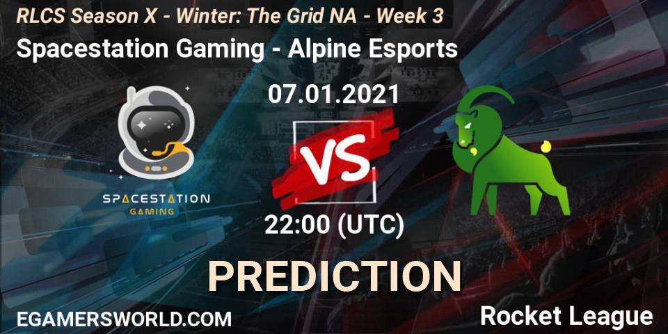 Prognose für das Spiel Spacestation Gaming VS Alpine Esports. 14.01.2021 at 22:00. Rocket League - RLCS Season X - Winter: The Grid NA - Week 3