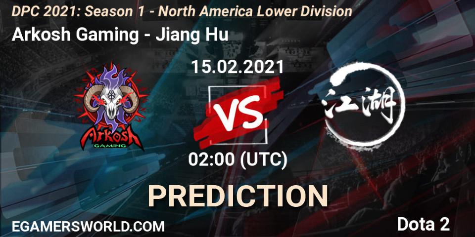 Prognose für das Spiel Arkosh Gaming VS Jiang Hu. 15.02.2021 at 02:00. Dota 2 - DPC 2021: Season 1 - North America Lower Division