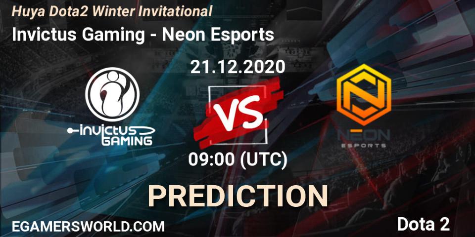 Prognose für das Spiel Invictus Gaming VS Neon Esports. 21.12.2020 at 09:24. Dota 2 - Huya Dota2 Winter Invitational