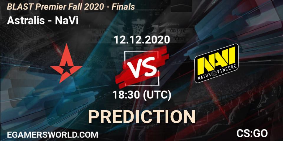 Prognose für das Spiel Astralis VS NaVi. 12.12.2020 at 18:45. Counter-Strike (CS2) - BLAST Premier Fall 2020 - Finals