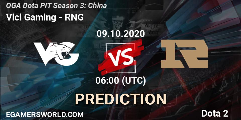 Prognose für das Spiel Vici Gaming VS RNG. 09.10.20. Dota 2 - OGA Dota PIT Season 3: China
