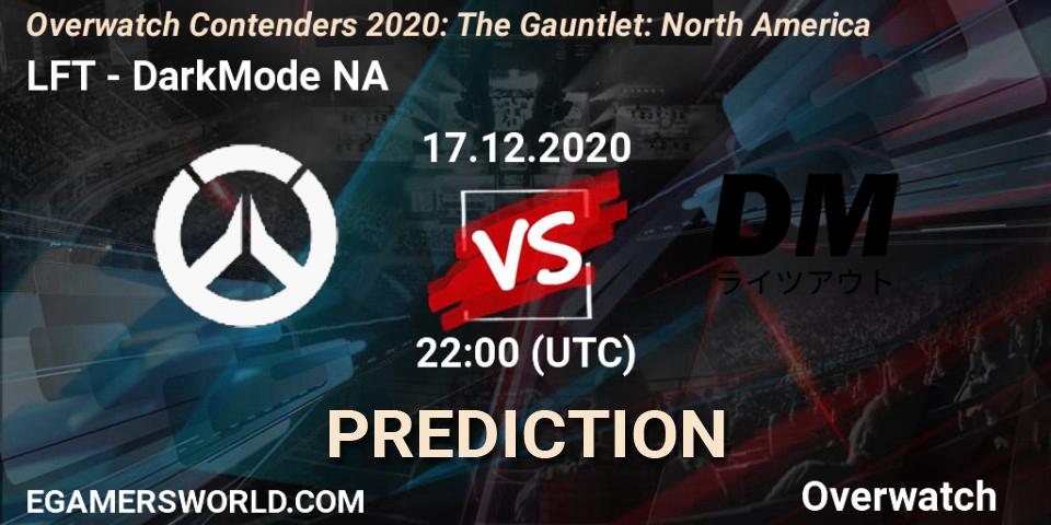 Prognose für das Spiel LFT VS DarkMode NA. 17.12.2020 at 22:00. Overwatch - Overwatch Contenders 2020: The Gauntlet: North America