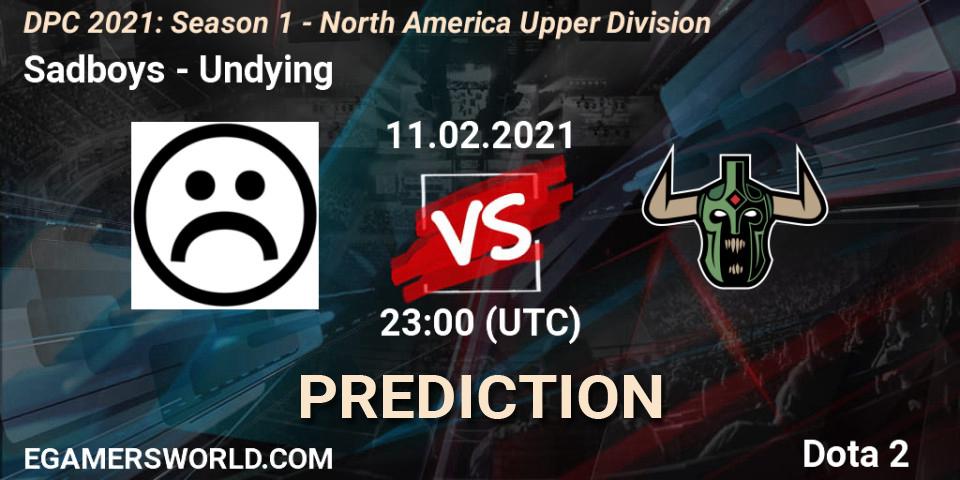 Prognose für das Spiel Sadboys VS Undying. 11.02.2021 at 23:09. Dota 2 - DPC 2021: Season 1 - North America Upper Division