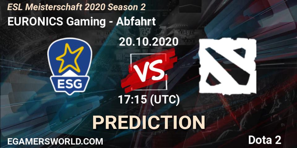 Prognose für das Spiel EURONICS Gaming VS Abfahrt. 20.10.2020 at 17:19. Dota 2 - ESL Meisterschaft 2020 Season 2