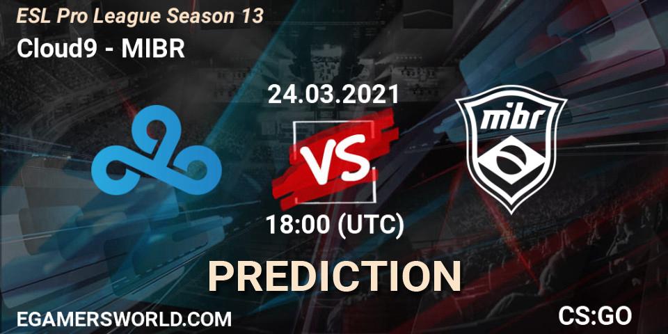 Prognose für das Spiel Cloud9 VS MIBR. 24.03.21. CS2 (CS:GO) - ESL Pro League Season 13