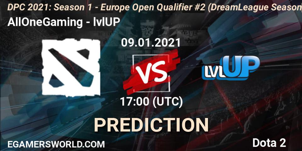 Prognose für das Spiel AllOneGaming VS lvlUP. 09.01.2021 at 17:00. Dota 2 - DPC 2021: Season 1 - Europe Open Qualifier #2 (DreamLeague Season 14)
