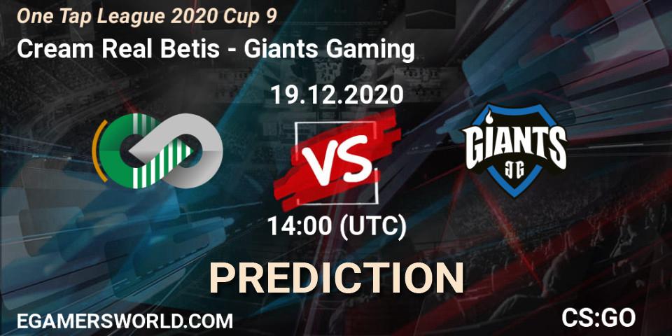 Prognose für das Spiel Cream Real Betis VS Giants Gaming. 19.12.20. CS2 (CS:GO) - One Tap League 2020 Cup 9