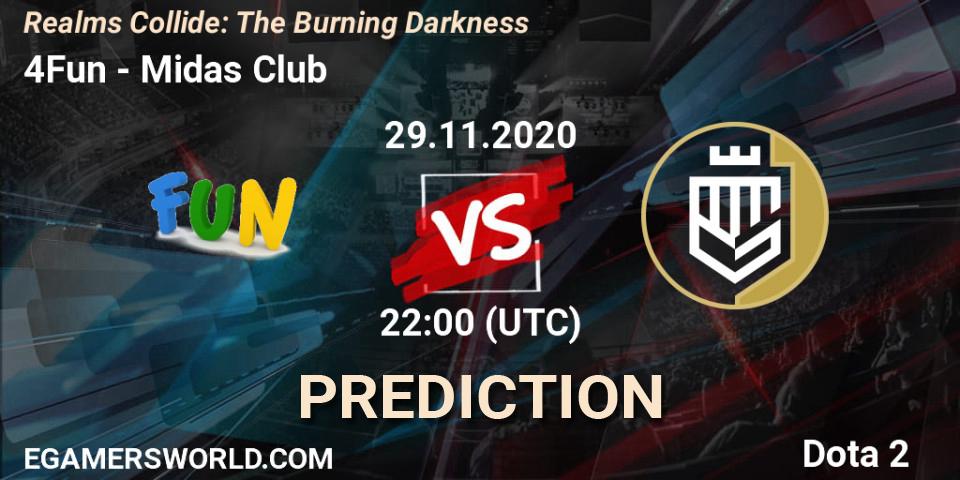 Prognose für das Spiel 4Fun VS Midas Club. 29.11.20. Dota 2 - Realms Collide: The Burning Darkness