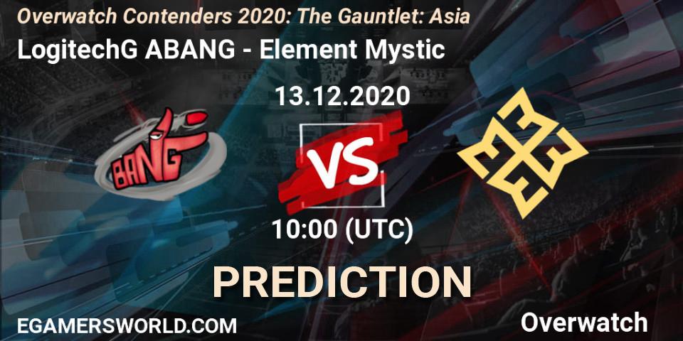 Prognose für das Spiel LogitechG ABANG VS Element Mystic. 13.12.20. Overwatch - Overwatch Contenders 2020: The Gauntlet: Asia