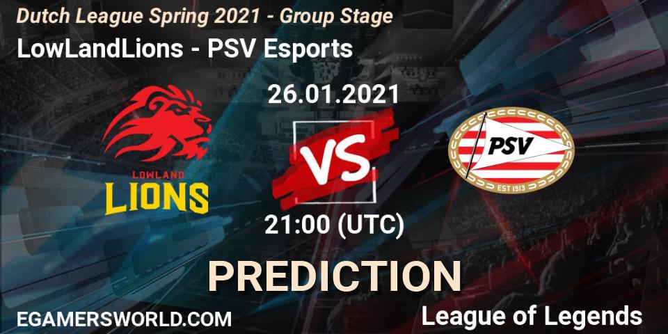 Prognose für das Spiel LowLandLions VS PSV Esports. 26.01.2021 at 21:00. LoL - Dutch League Spring 2021 - Group Stage