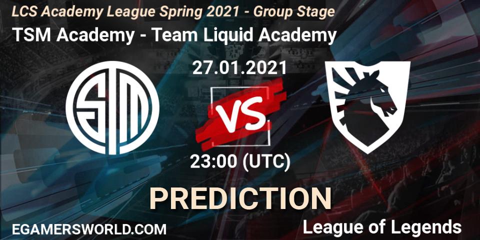Prognose für das Spiel TSM Academy VS Team Liquid Academy. 27.01.2021 at 23:00. LoL - LCS Academy League Spring 2021 - Group Stage