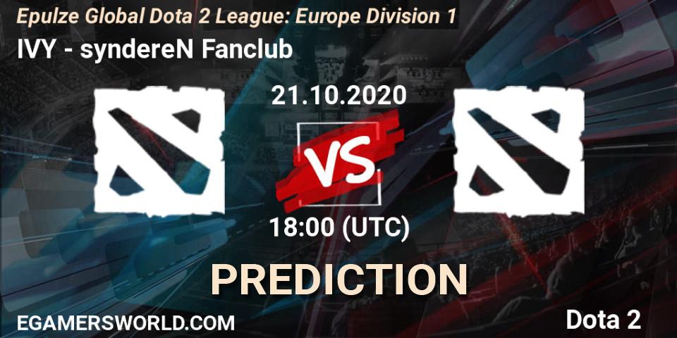 Prognose für das Spiel IVY VS syndereN Fanclub. 20.10.2020 at 18:12. Dota 2 - Epulze Global Dota 2 League: Europe Division 1