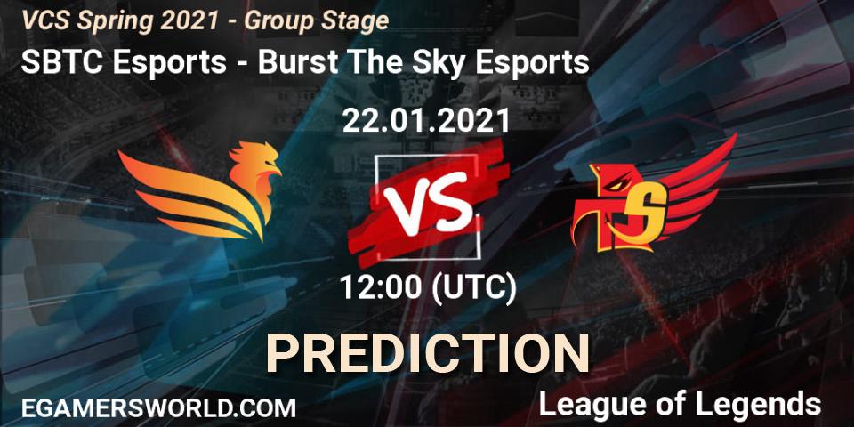 Prognose für das Spiel SBTC Esports VS Burst The Sky Esports. 22.01.2021 at 12:10. LoL - VCS Spring 2021 - Group Stage