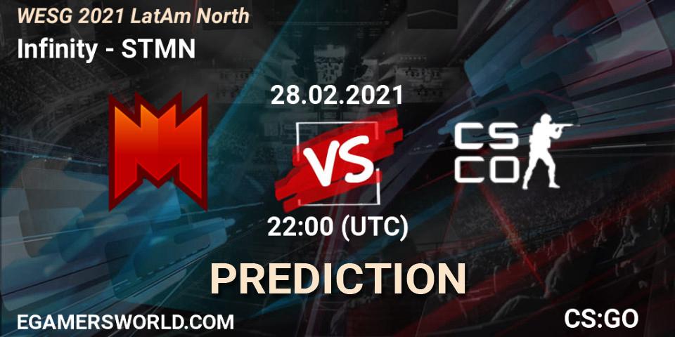 Prognose für das Spiel Infinity VS STMN. 28.02.2021 at 21:30. Counter-Strike (CS2) - WESG 2021 LatAm North