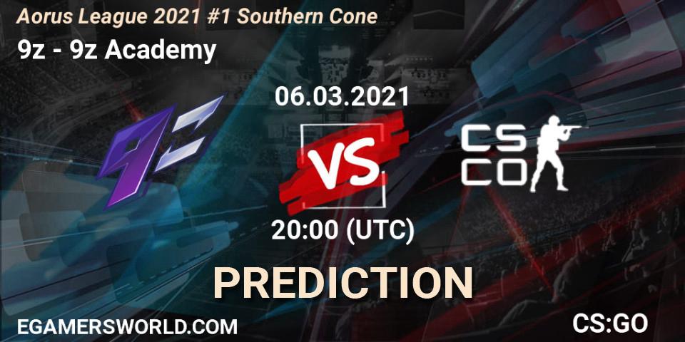 Prognose für das Spiel 9z VS 9z Academy. 06.03.2021 at 20:00. Counter-Strike (CS2) - Aorus League 2021 #1 Southern Cone