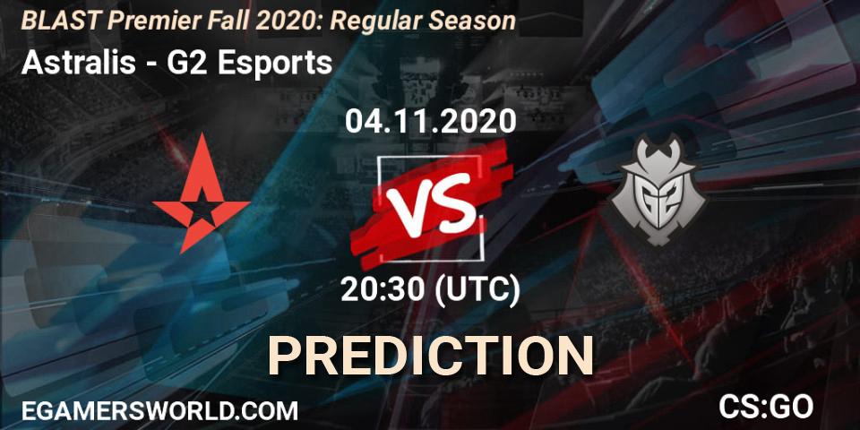 Prognose für das Spiel Astralis VS G2 Esports. 04.11.2020 at 20:30. Counter-Strike (CS2) - BLAST Premier Fall 2020: Regular Season