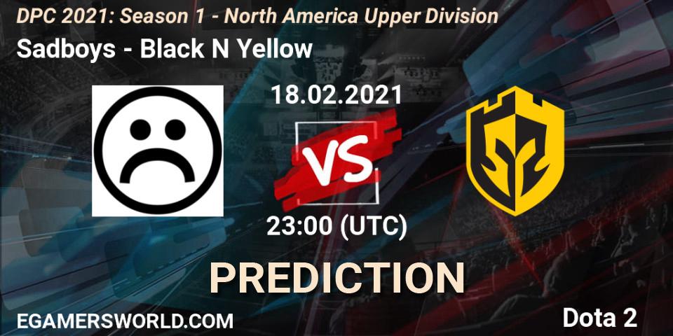 Prognose für das Spiel Sadboys VS Black N Yellow. 18.02.2021 at 23:31. Dota 2 - DPC 2021: Season 1 - North America Upper Division
