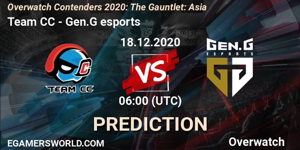Prognose für das Spiel Team CC VS Gen.G esports. 18.12.20. Overwatch - Overwatch Contenders 2020: The Gauntlet: Asia