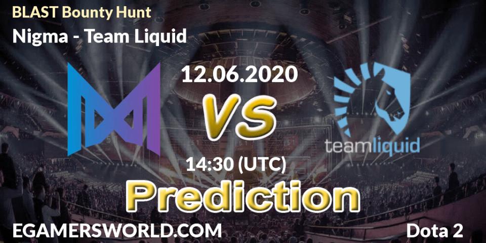 Prognose für das Spiel Nigma VS Team Liquid. 12.06.20. Dota 2 - BLAST Bounty Hunt