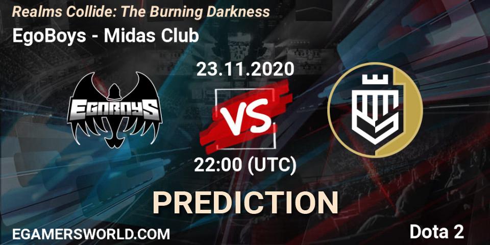 Prognose für das Spiel EgoBoys VS Midas Club. 23.11.20. Dota 2 - Realms Collide: The Burning Darkness