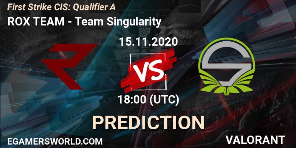 Prognose für das Spiel ROX TEAM VS Team Singularity. 15.11.20. VALORANT - First Strike CIS: Qualifier A