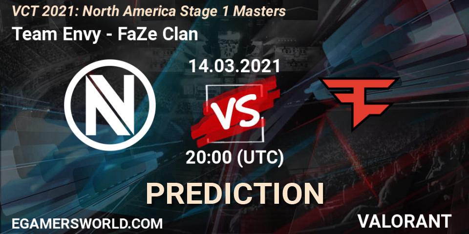 Prognose für das Spiel Team Envy VS FaZe Clan. 14.03.2021 at 19:00. VALORANT - VCT 2021: North America Stage 1 Masters
