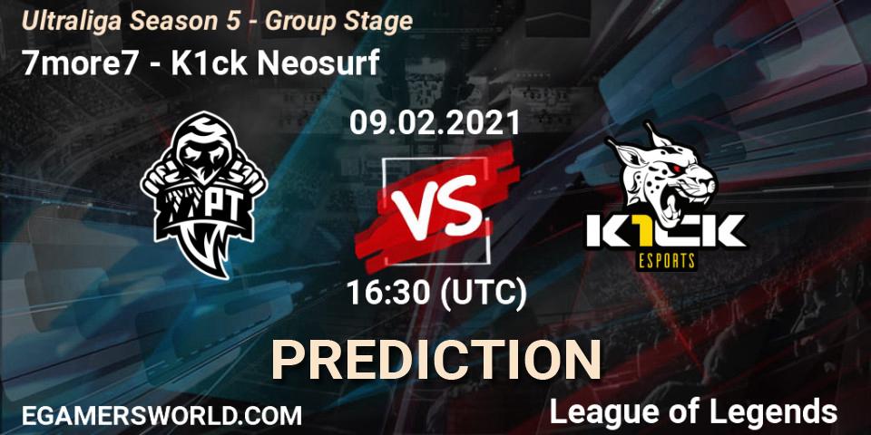 Prognose für das Spiel 7more7 VS K1ck Neosurf. 09.02.2021 at 16:30. LoL - Ultraliga Season 5 - Group Stage