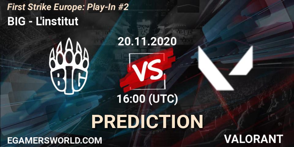 Prognose für das Spiel BIG VS L'institut. 20.11.20. VALORANT - First Strike Europe: Play-In #2