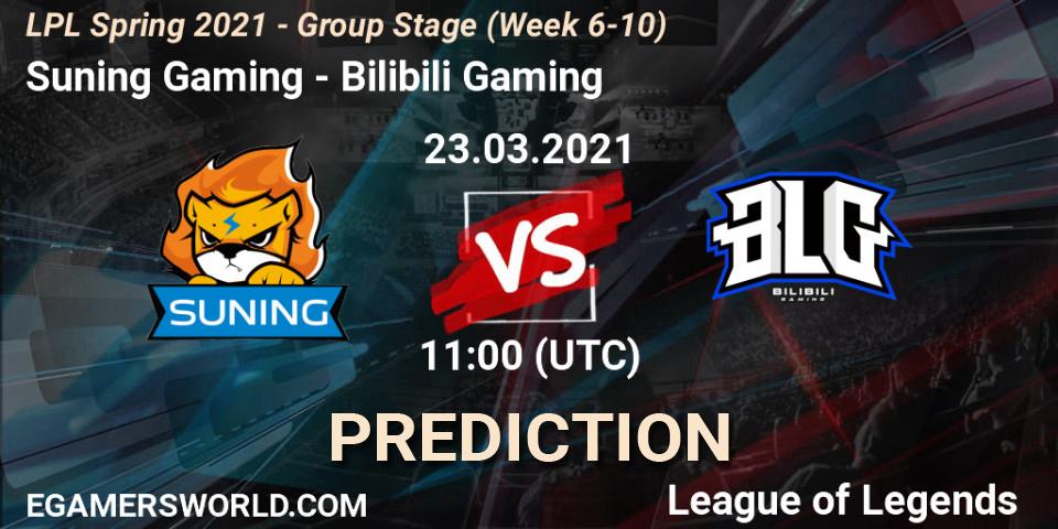 Prognose für das Spiel Suning Gaming VS Bilibili Gaming. 23.03.21. LoL - LPL Spring 2021 - Group Stage (Week 6-10)