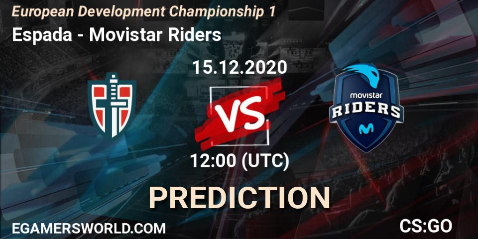 Prognose für das Spiel Espada VS Movistar Riders. 15.12.20. CS2 (CS:GO) - European Development Championship 1