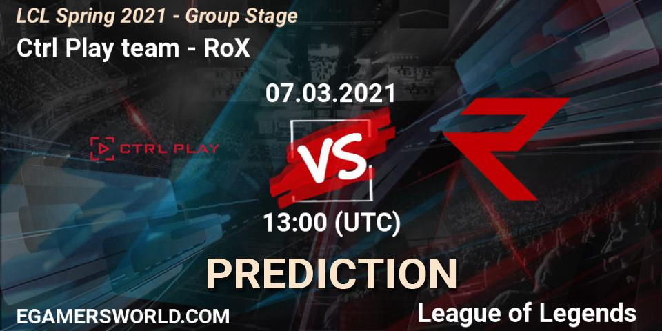 Prognose für das Spiel Ctrl Play team VS RoX. 07.03.21. LoL - LCL Spring 2021 - Group Stage