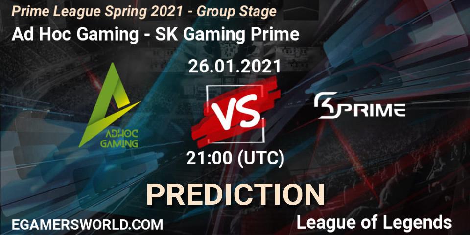 Prognose für das Spiel Ad Hoc Gaming VS SK Gaming Prime. 26.01.21. LoL - Prime League Spring 2021 - Group Stage